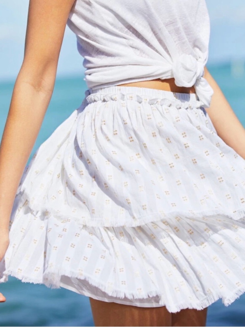Vineyard Vines White Eyelet Tiered Mini Skirt